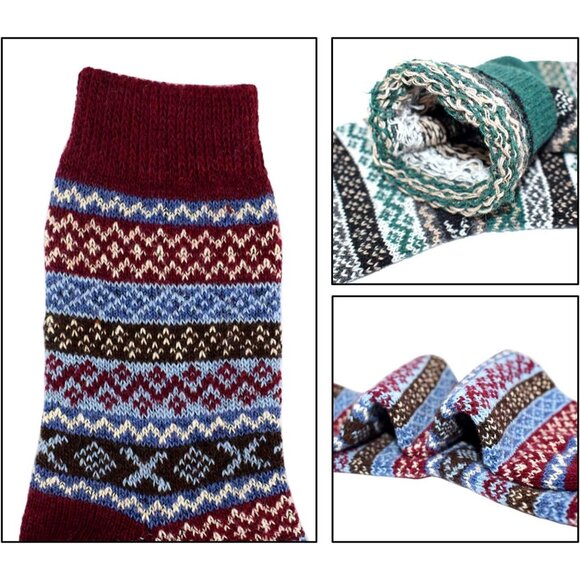 YZKKE 5Pack Womens Q-3 Vintage Winter Soft Warm Thick Cold Knit Wool Crew Socks - Picture 3 of 6